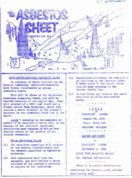 The Asbestos Sheet Aug. 1961