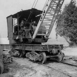 Steam crane at lumber yard in Sechelt, B.C.