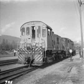Two Pacific Great Eastern locomotives at the North Vancouver depot