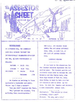 The Asbestos Sheet Sept. 1961