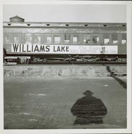 PGE passenger train with "Williams Lake" banner